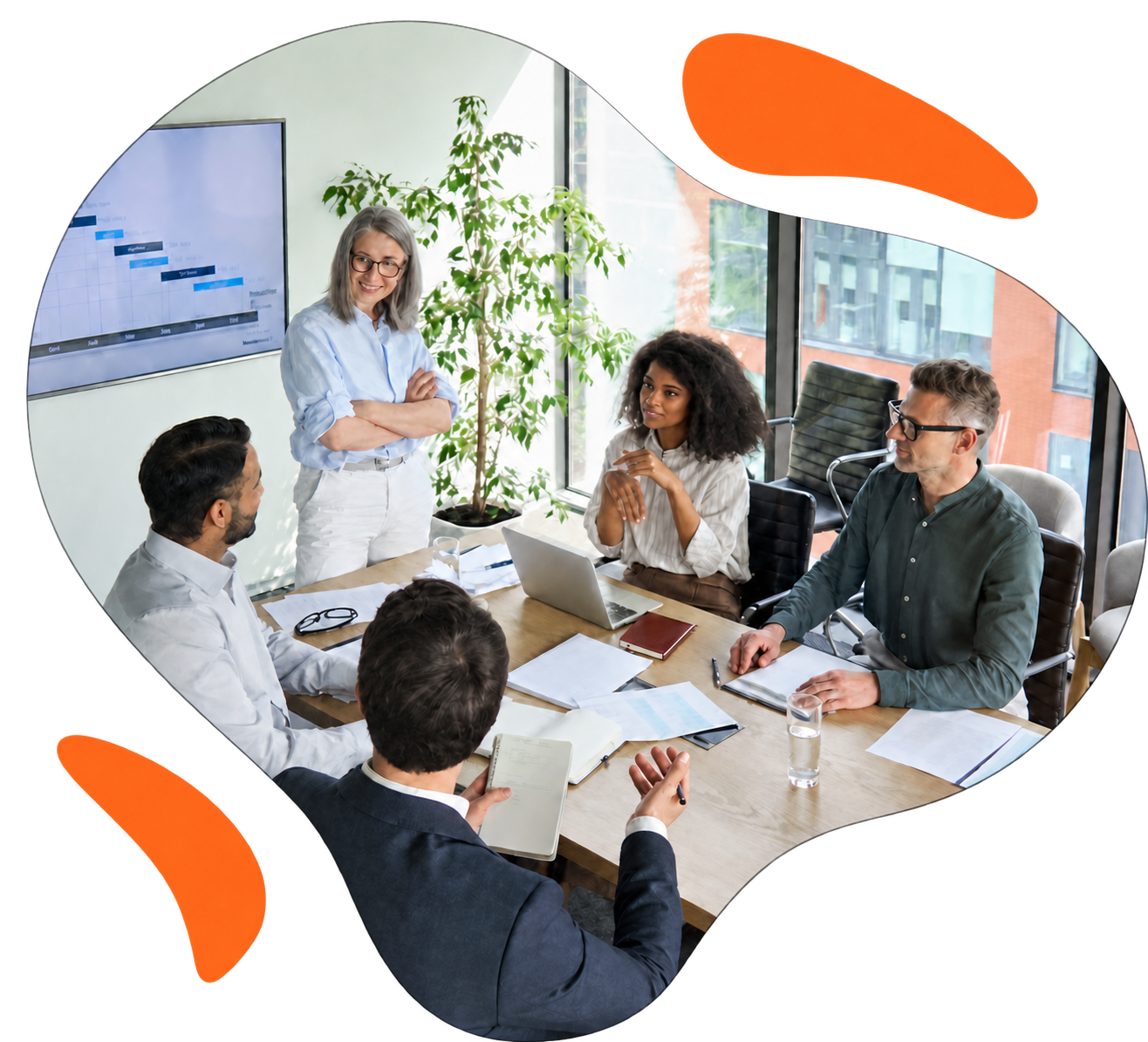A team discussing ideas around a conference table