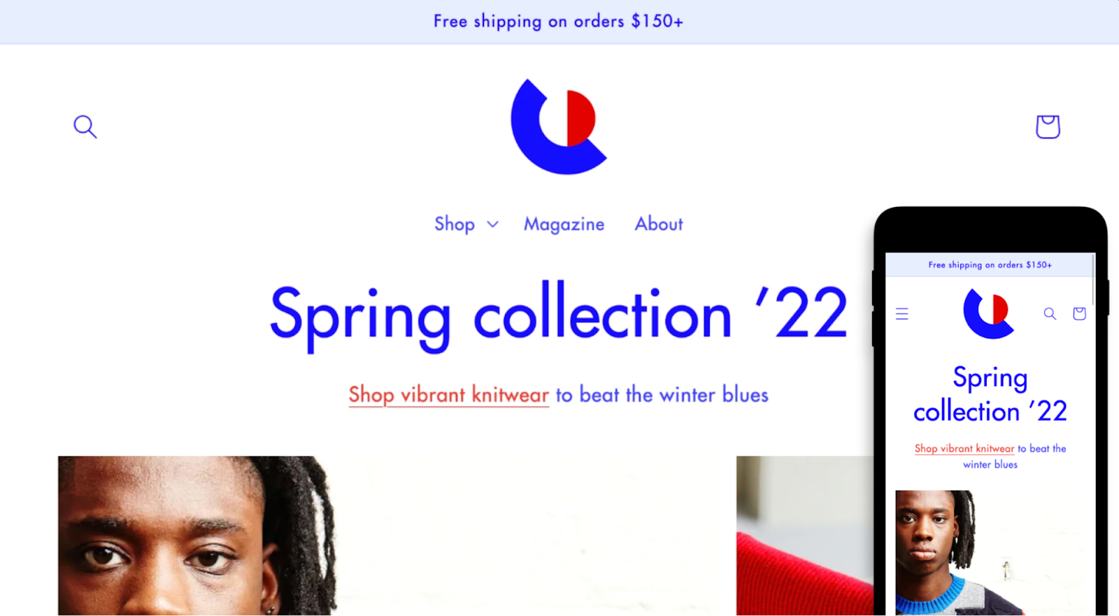 Desktop And Mobile Preview For Colorblock In The Default Style