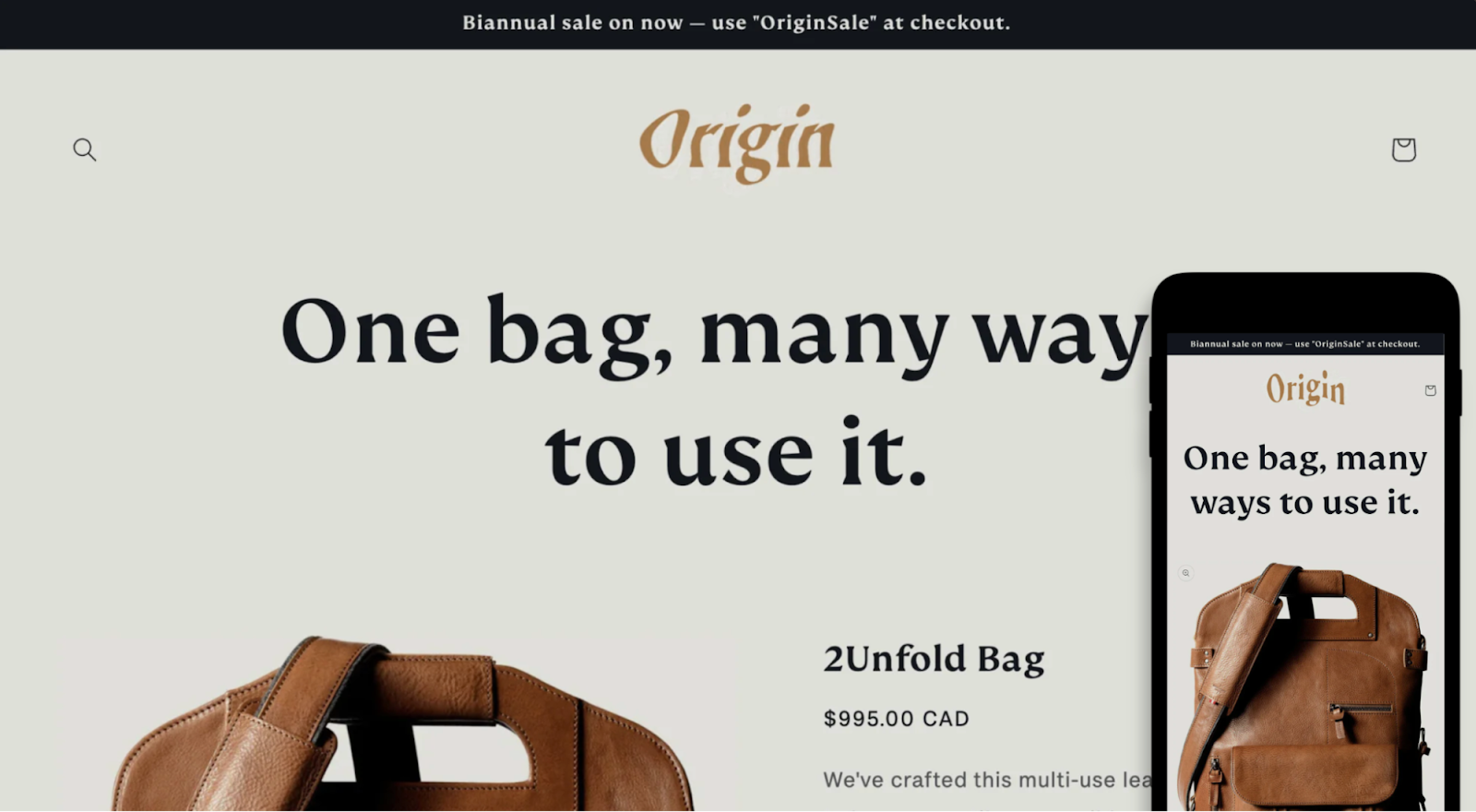 Desktop And Mobile Preview For Origin Theme