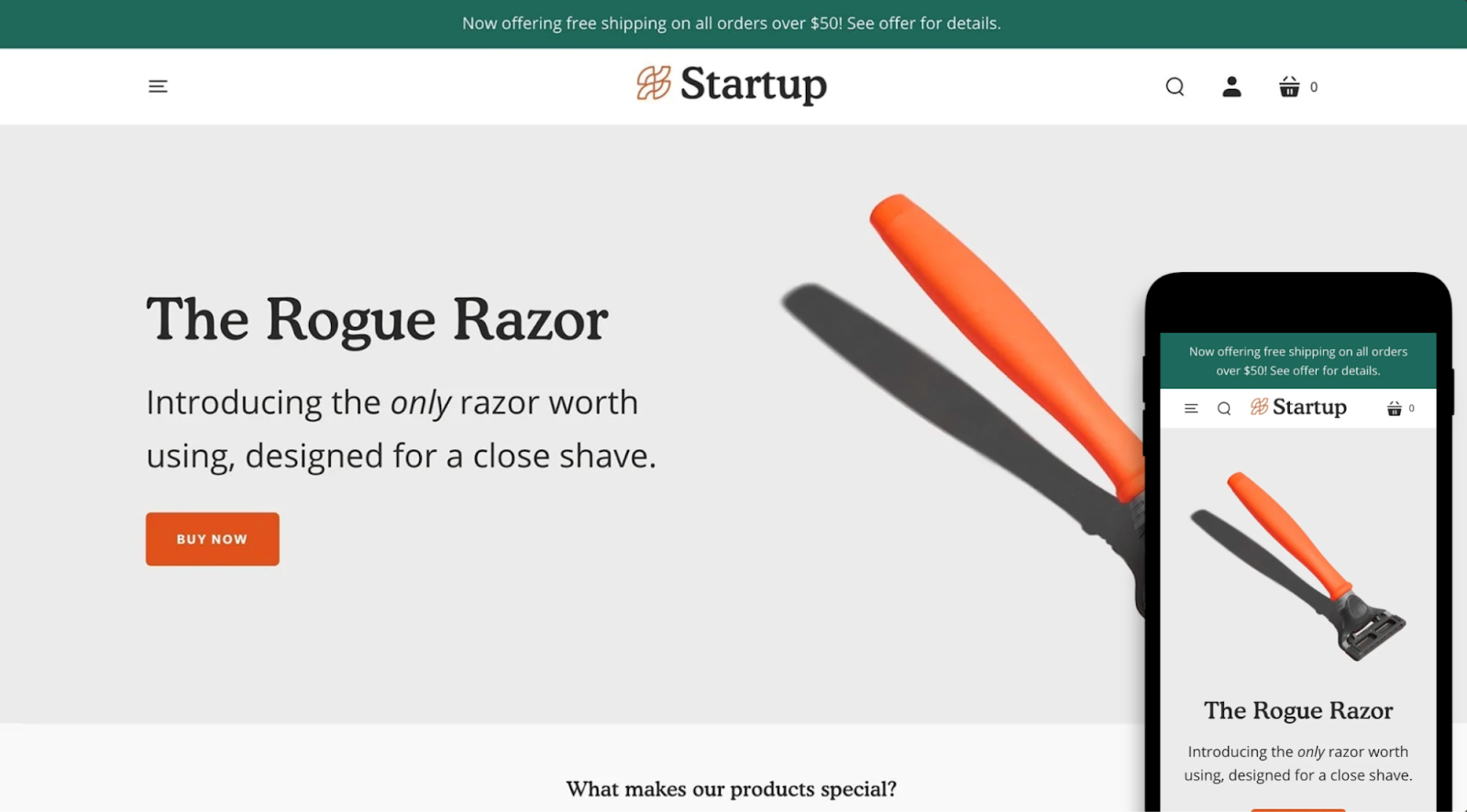 Desktop And Mobile Preview For Startup Theme In Default Style