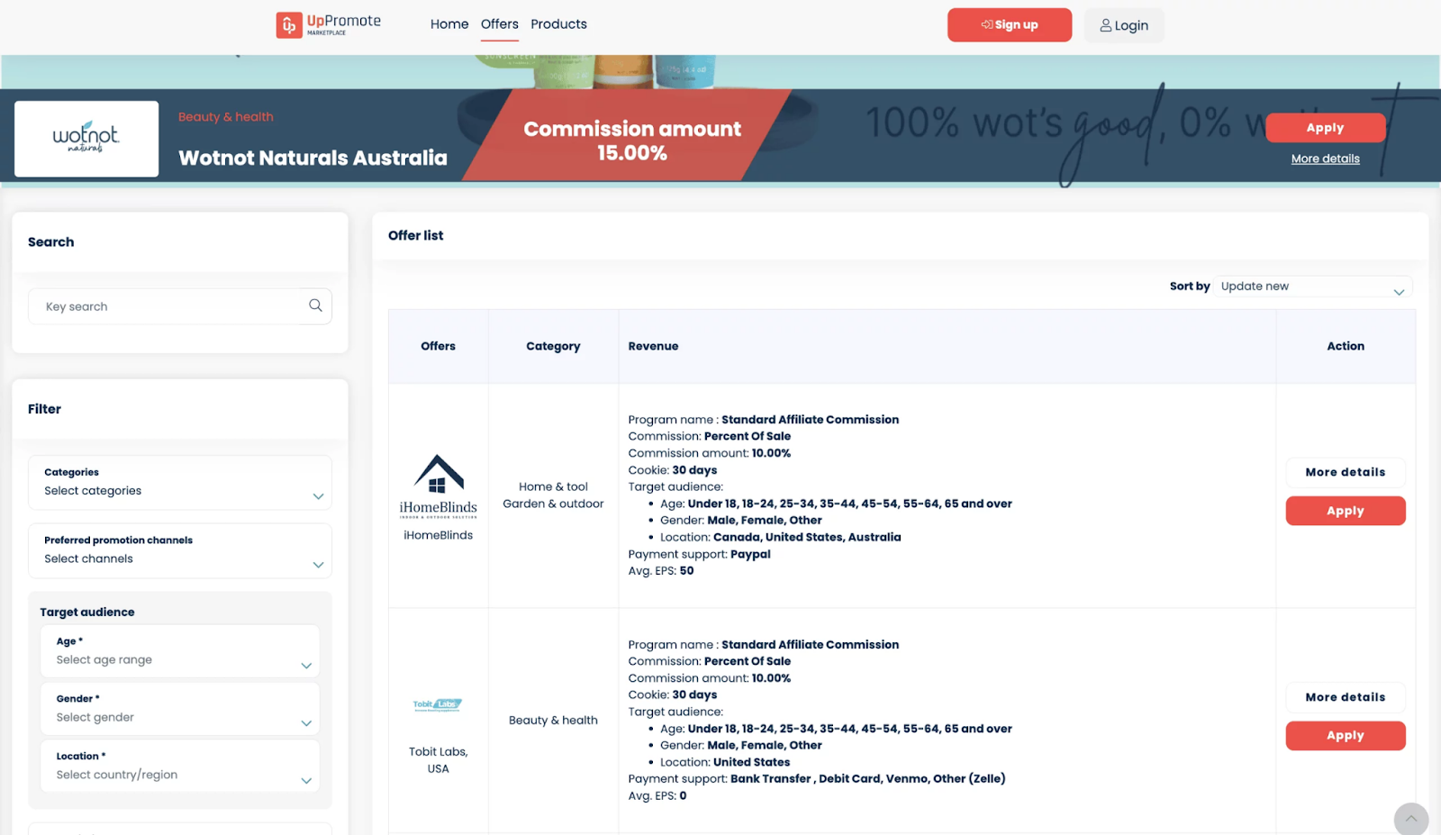 uppromote interface