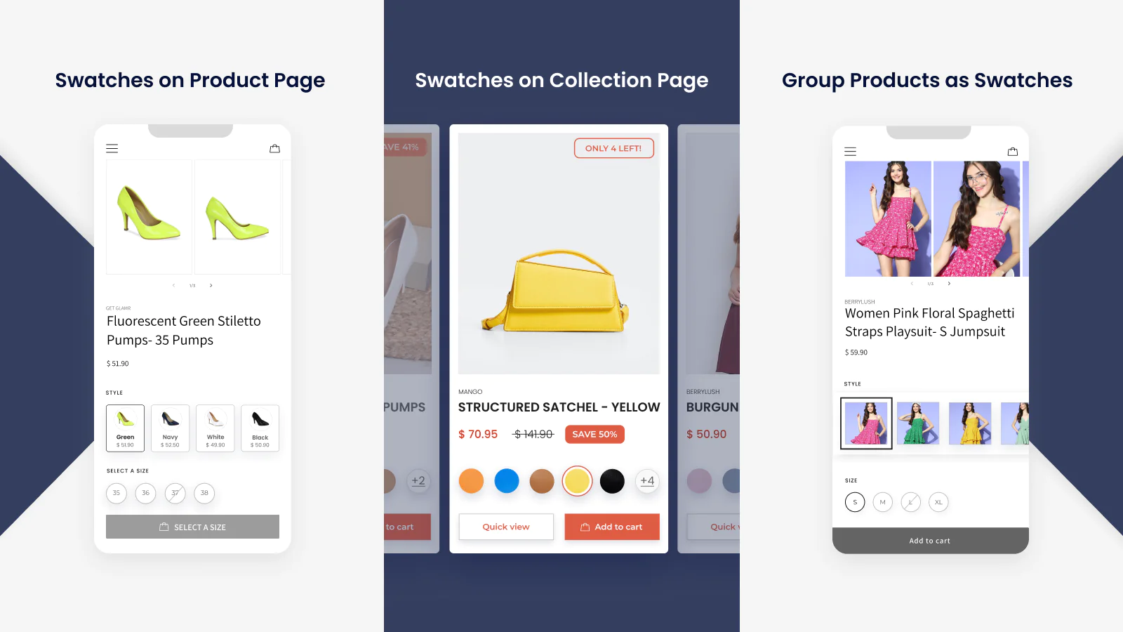 Color swatch kings variants interface