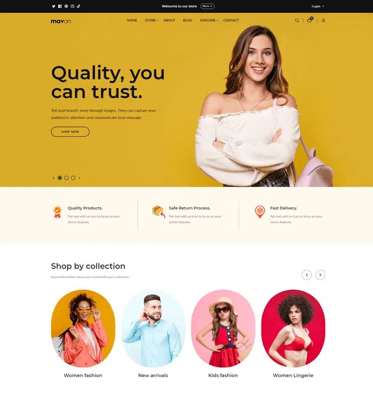example of the simple shopify theme