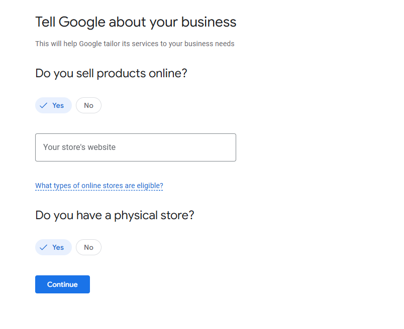 Google Merchant Center Account Creation
