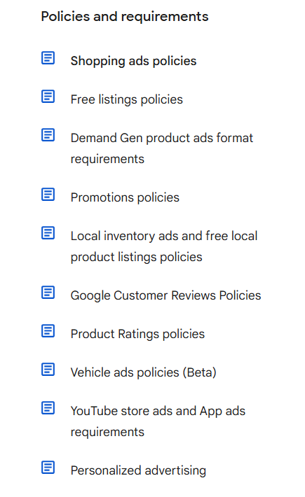 Policies And Requirements Of Google's Merchant Center