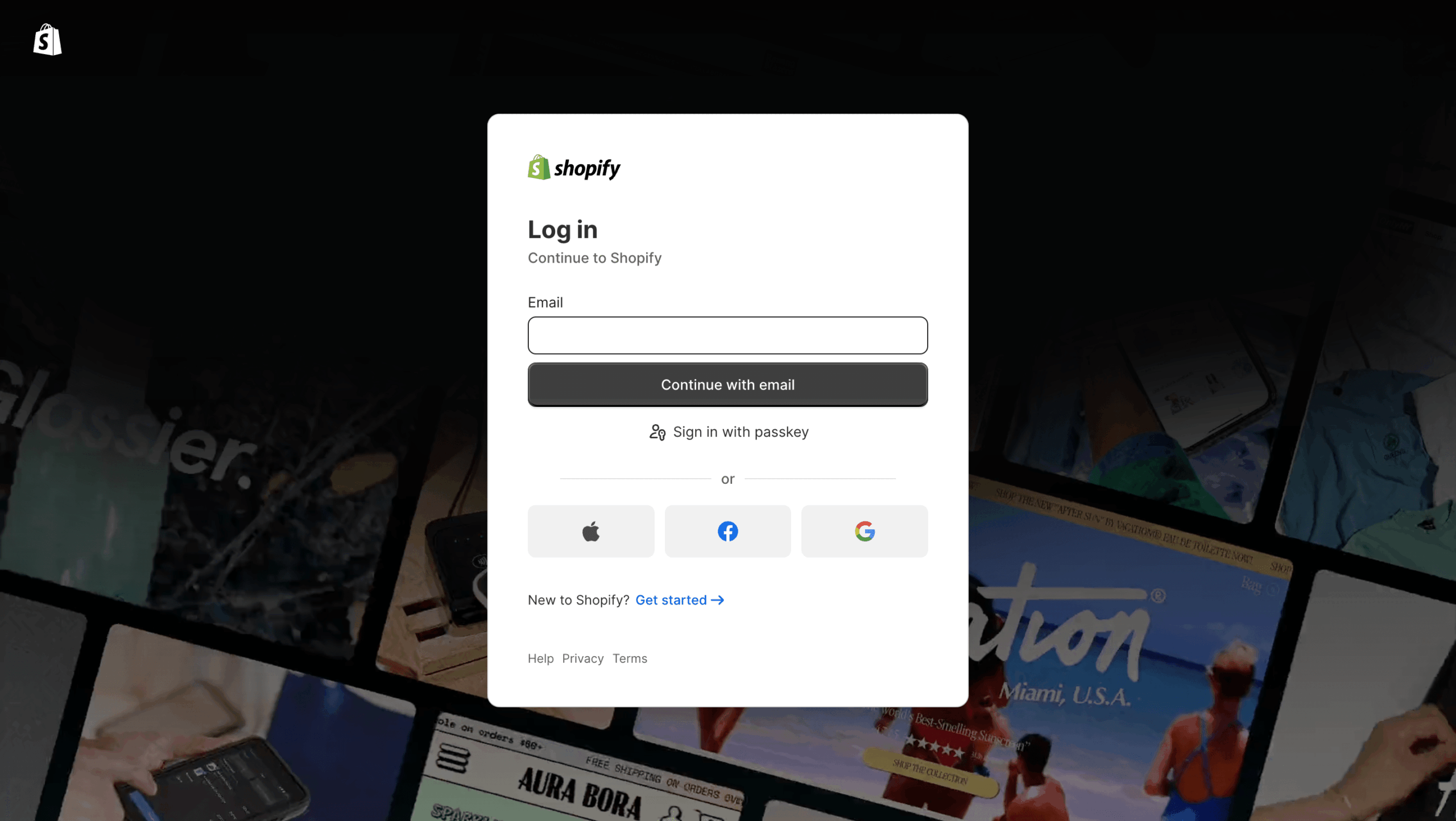 shopify: enter your email