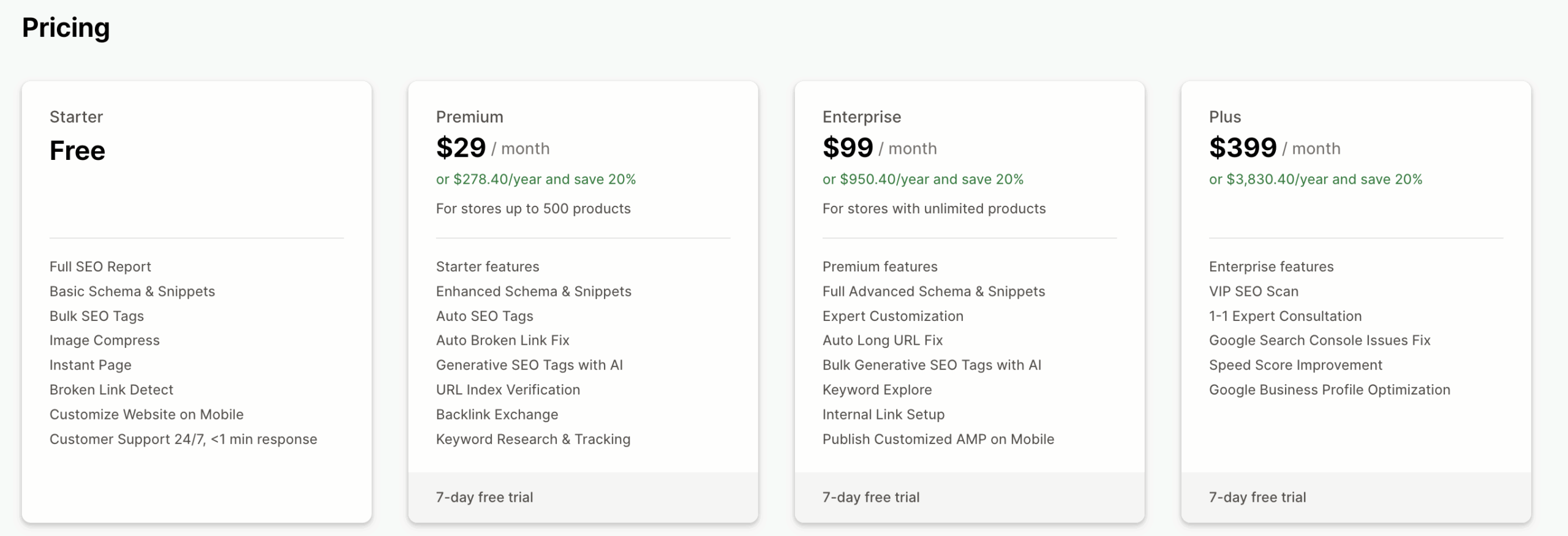 searchpie pricing plans