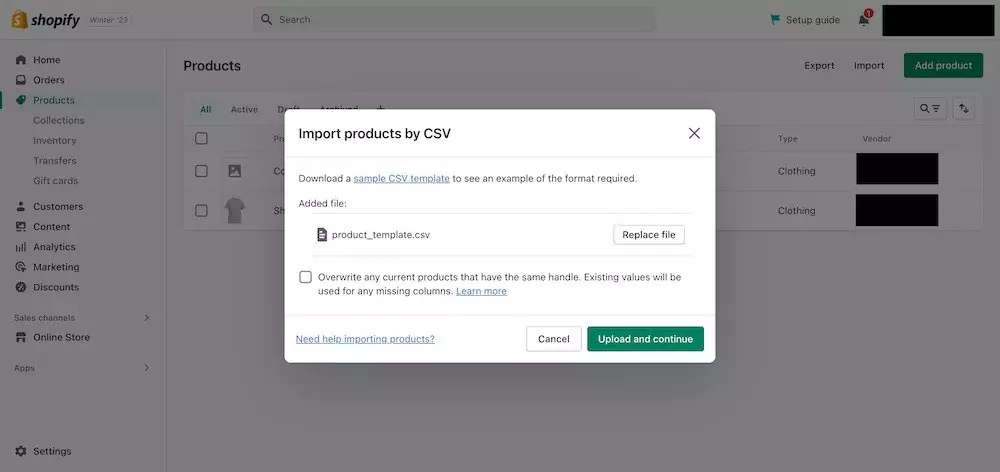 Selected Product File Uploaded To Shopify-