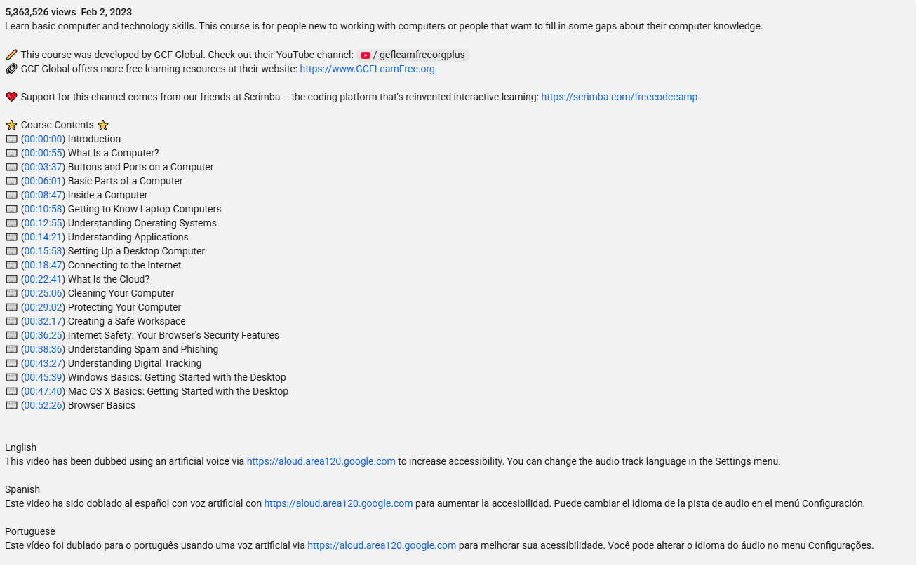 youtube detailed description