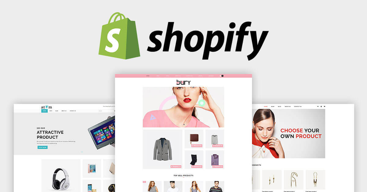 shopify banner with examples of online store