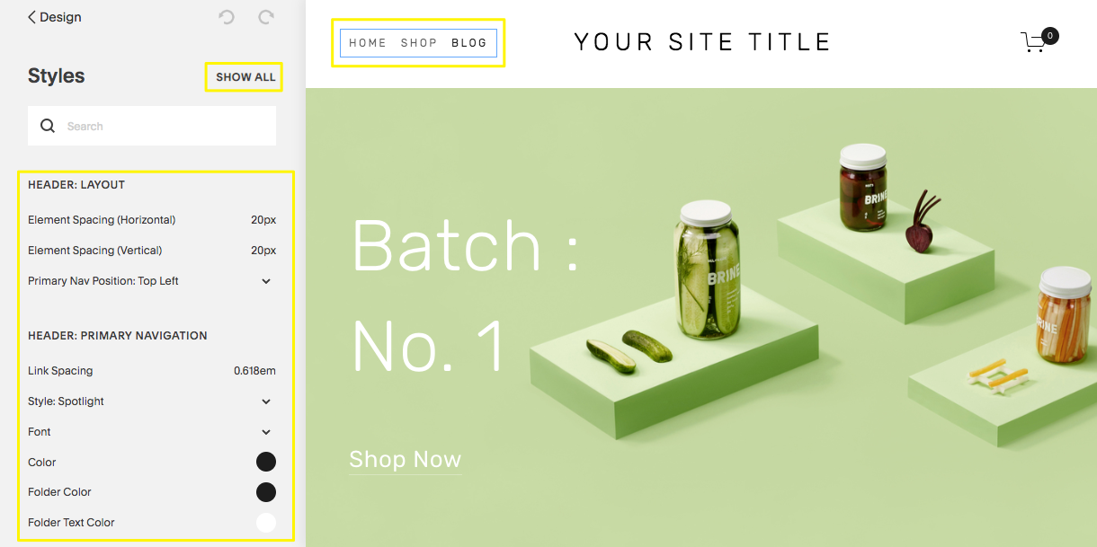 squarespace interface