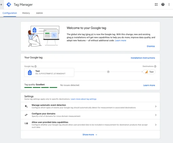 google tag manager interface