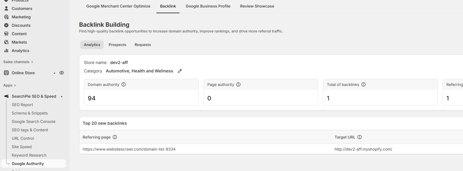 searchpie's backlinks optimization