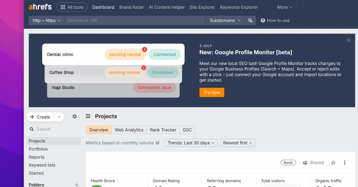 ahrefs vs semrush interface