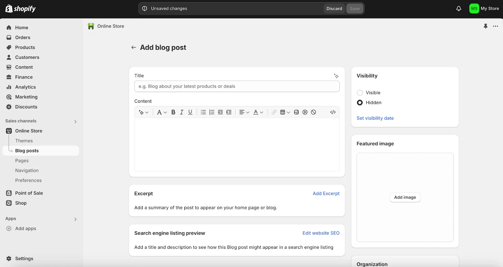 shopify basic plan with blog adding