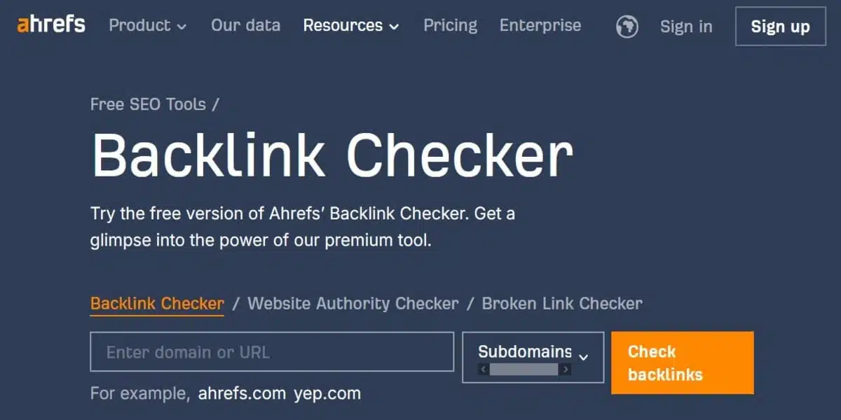 ahrefs - backlinks checkers