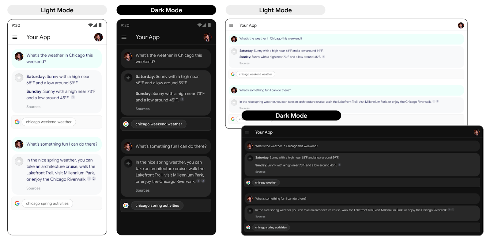 Dark light mode while filtering information