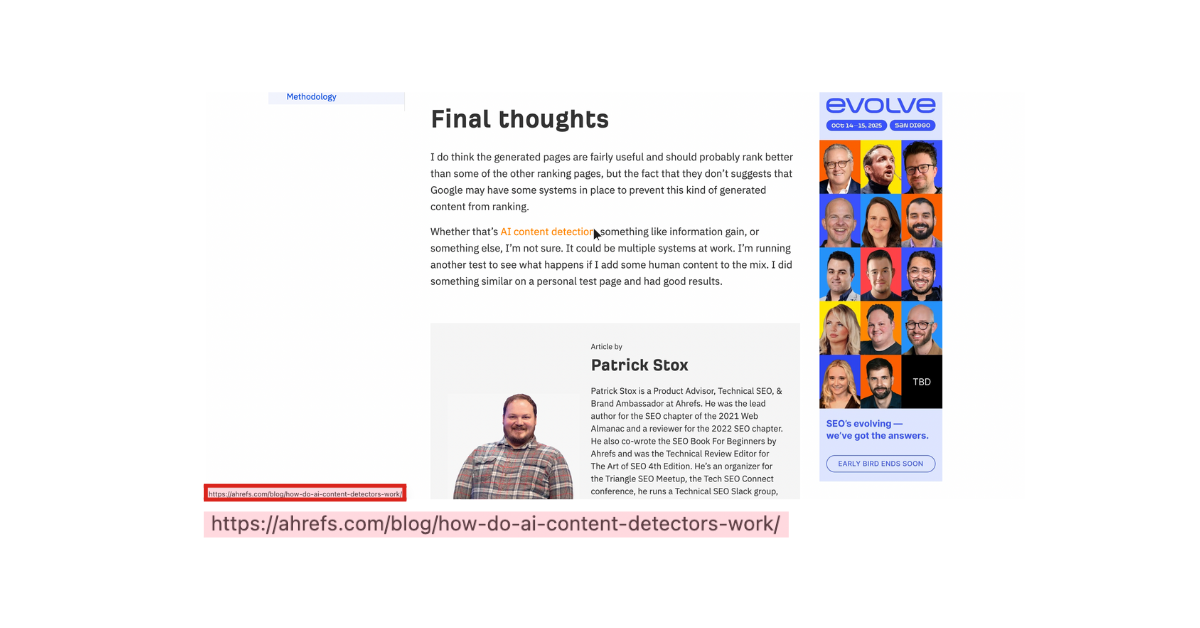 ahrefs blog with relevant internal link