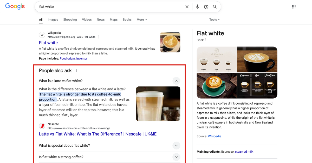 People also ask box on google