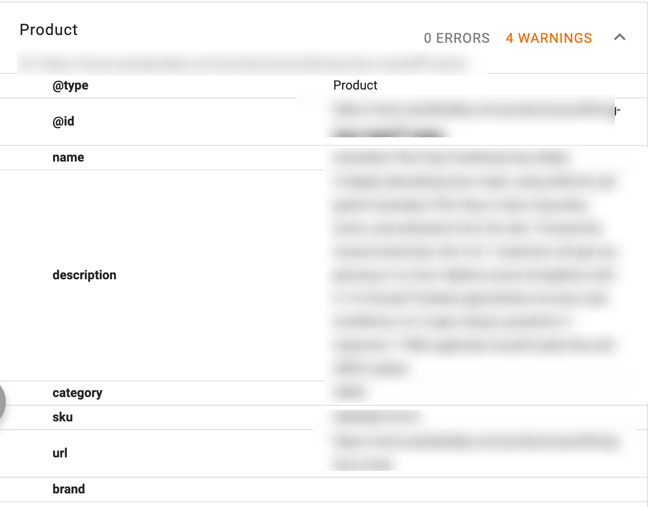 an example of “Product” structured data