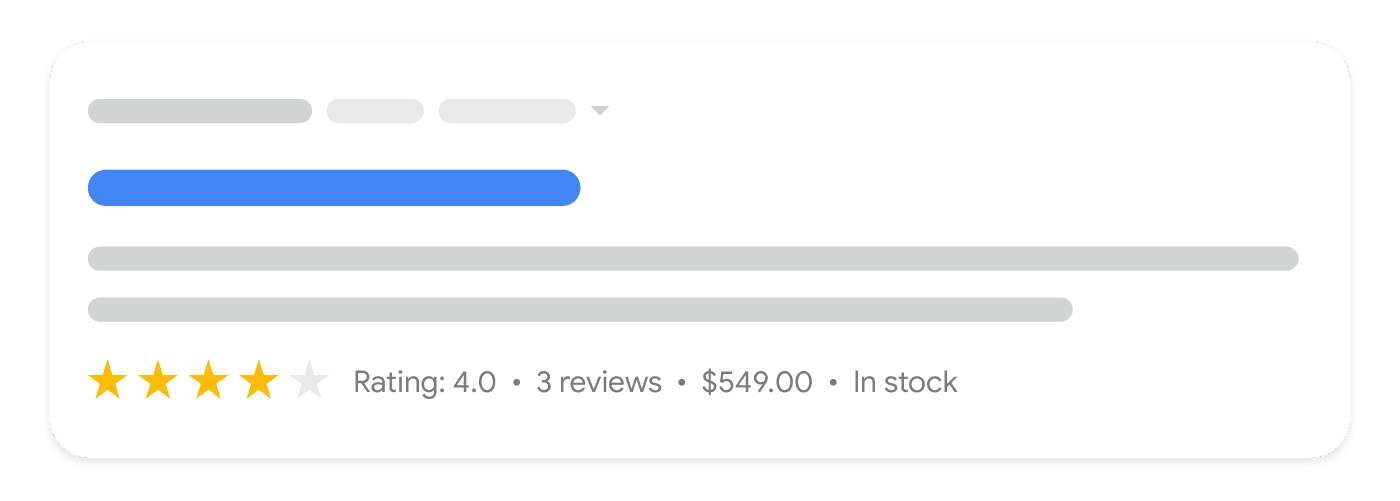 Google frequently displays additional product information