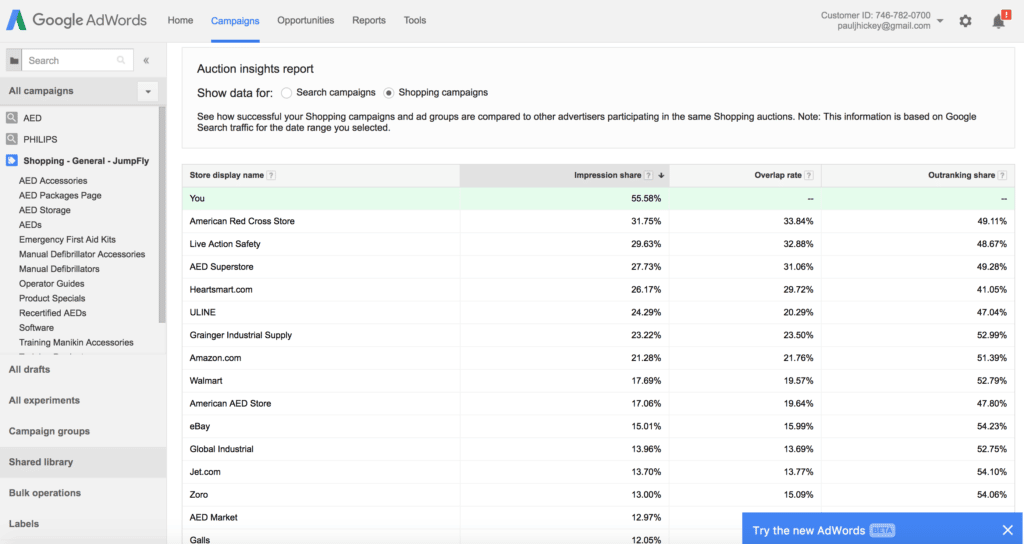 Auction Report example