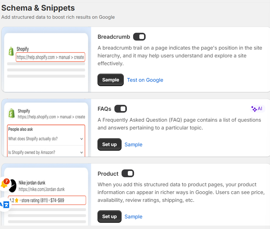 product schema of searchpie