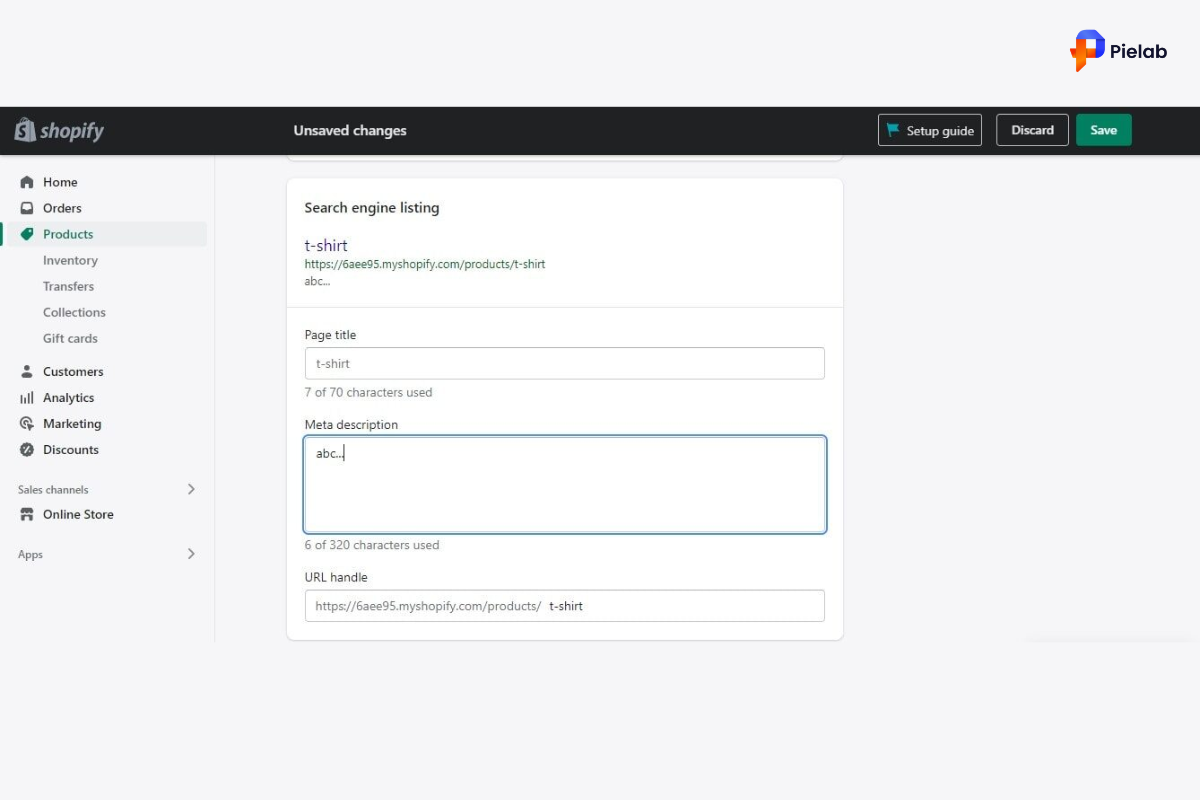 Shopify keywords placement showing title tag, meta description, and alt text fields in Shopify admin
