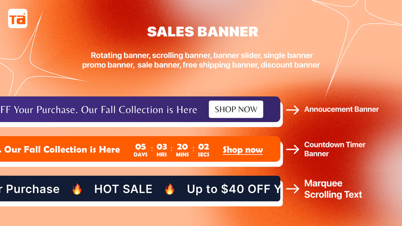 Shopify countdown timer: TA Banner Slider, Sale Popup