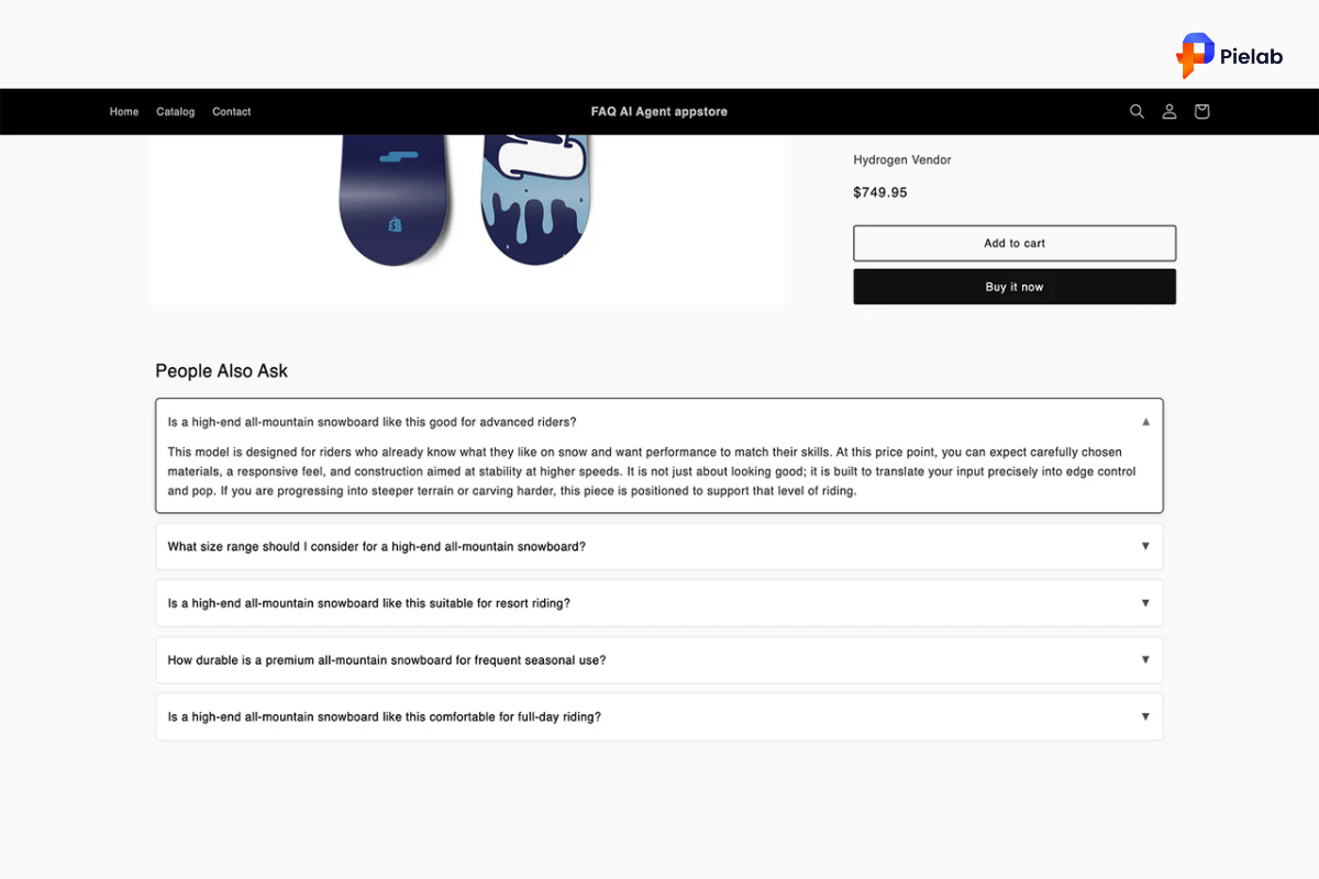 AI content optimization showing snippable product description and FAQ format on Shopify product page