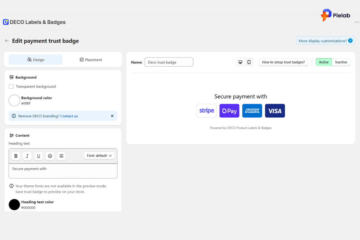 DECO payment trust badges shown below Add to Cart button for checkout optimization