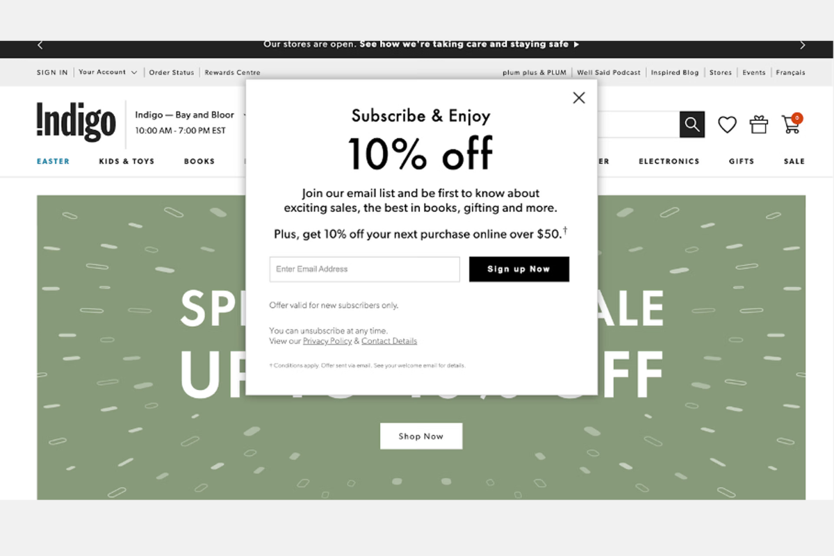 Email Popup: 11 Proven Best Practices That Convert (2026) 3 Email popup showing text-only design with 10% discount offer and Get Code CTA button